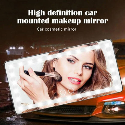 Car Vanity Mirror with 3 LED Light Settings and Modes