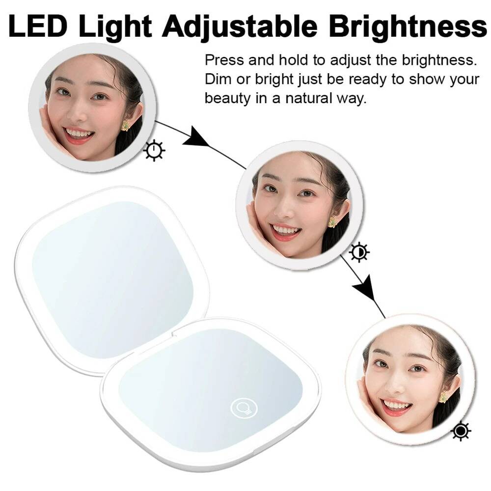 Mini Rechargable LED Makeup Mirror With 5X Magnifying